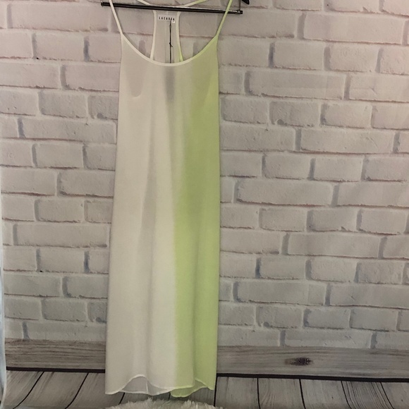 LACAUSA Rayon Racerback Slip Dress. White and Green.  NWT Size Medium - Picture 6 of 11